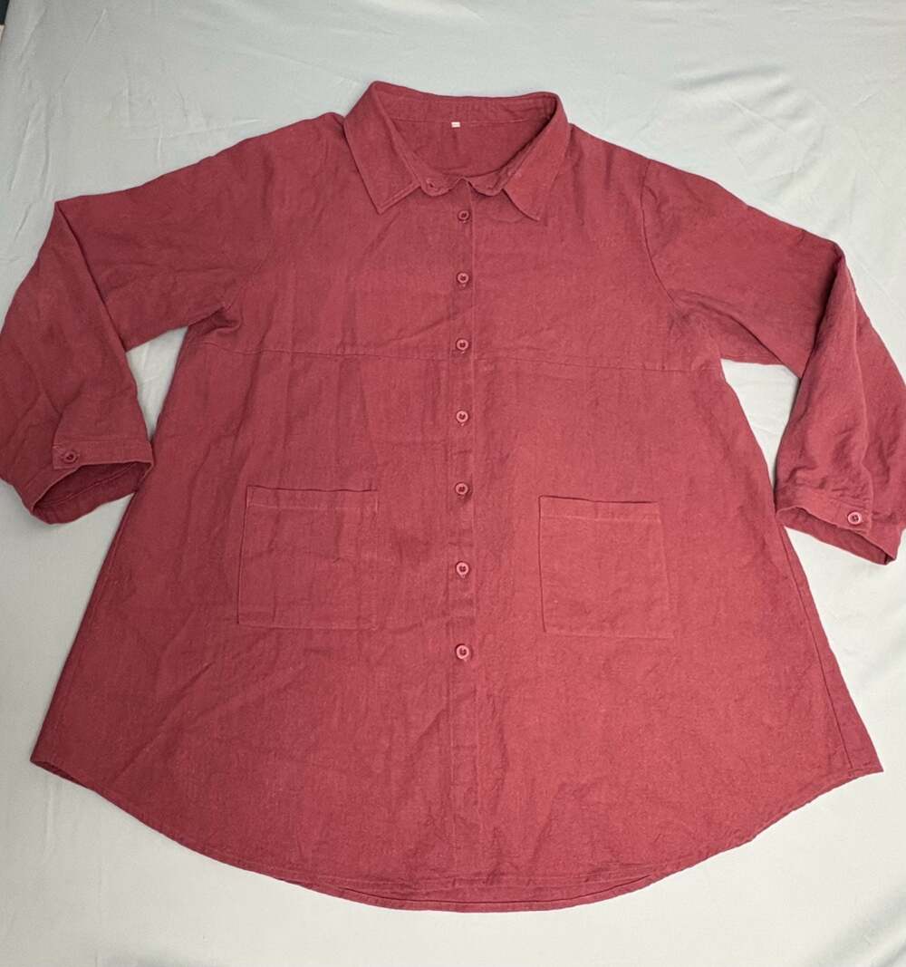 Unbranded Long Sleeve Button-Down Tunic Shirt with Pockets